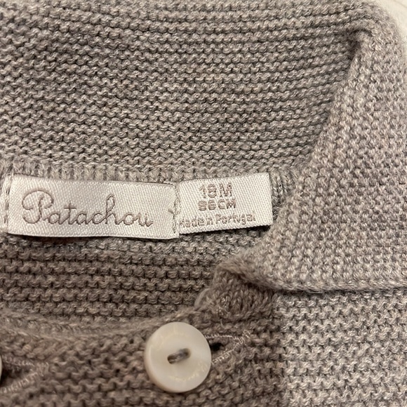 Patachou Gray Knit double button sweater with plaid detailing, 18mo - Picture 8 of 8